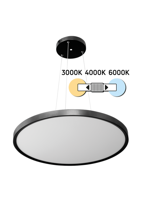 50W LED Slim плафониера, черна, 3000K/4000K/6000K, 220V-240V AC, IP20