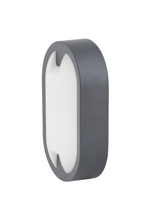 LED плафониера елипса, сива, 15W, 4000K, 220-240V AC, неутрална светлина, IP65