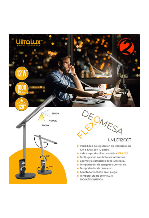 LED димираща настолна лампа 12W, 3000K/4000K/6000K, 220-240V AC
