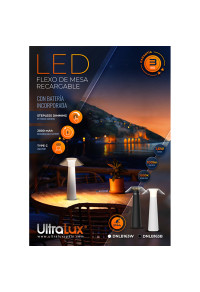 LED димираща презареждаема настолна лампа 1.6W, 3000K, IP44, бяла