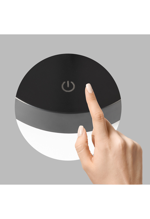 LED димираща презареждаема настолна лампа 1.5W, 3000K, IP44, черна