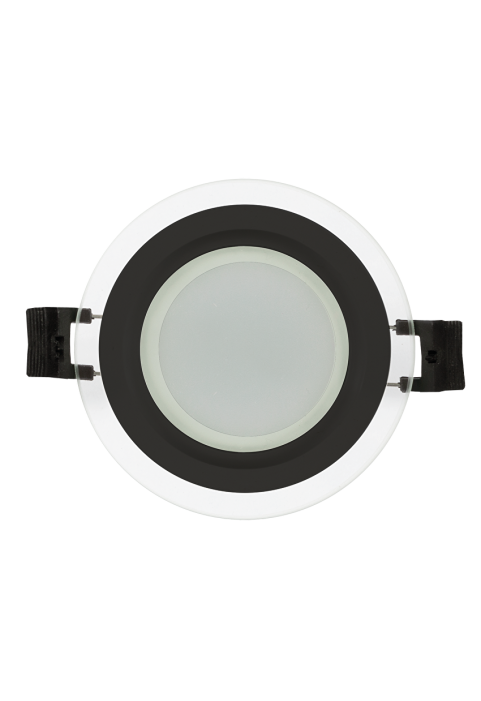 LED стъклен панел за вграждане, кръг, 6W, 4200K, 220-240V AC, IP44, черен ринг