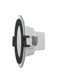 LED стъклен панел за вграждане, кръг, 6W, 4200K, 220-240V AC, IP44, черен ринг