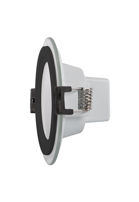 LED стъклен панел за вграждане, кръг, 6W, 4200K, 220-240V AC, IP44, черен ринг