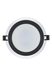 LED стъклен панел за вграждане, кръг, 12W, 4200K, 220-240V AC, IP44, черен ринг