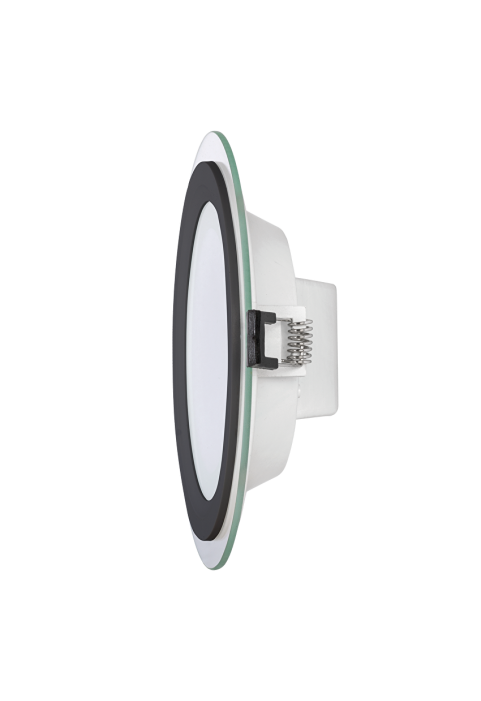 LED стъклен панел за вграждане, кръг, 12W, 4200K, 220-240V AC, IP44, черен ринг