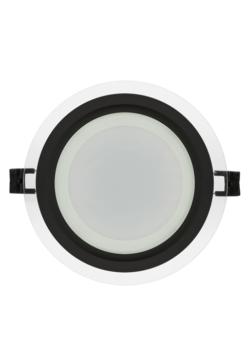 LED стъклен панел за вграждане, кръг, 18W, 4200K, 220-240V AC, IP44, черен ринг