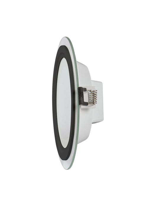 LED стъклен панел за вграждане, кръг, 18W, 4200K, 220-240V AC, IP44, черен ринг