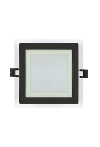 LED стъклен панел за вграждане, квадрат, 12W, 4200K, 220-240V AC, IP44, черен ринг