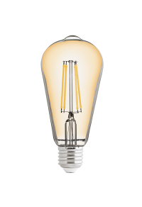LED filament COB лампа крушка, димираща, 8W, E27, 2500K, 220-240V AC, амбър, ST64