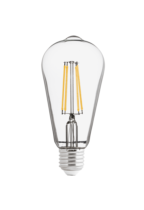 LED filament COB лампа крушка, димираща, 8W, E27, 4200K, 220-240V AC, неутрална светлина, ST64