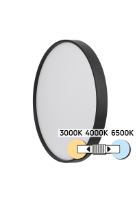 24W LED CCT плафониера, черна, 3000K/4000K/6500К, 220-240V AC, кръг, IP20
