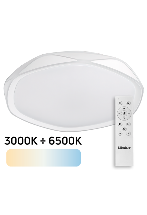 72W LED димираща CCT плафониера с дистанционно управление, бяла, max.  3000K-6500К, 220-240V AC, кръг, IP20