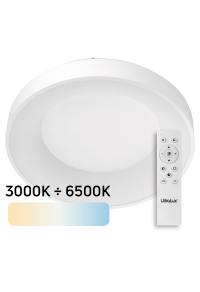 max. 72W LED димираща CCT плафониера с дистанционно управление, бяла, 3000K-6500К, 220-240V AC, кръг, IP20
