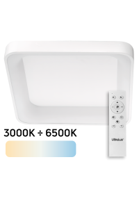 72W LED димираща CCT плафониера с дистанционно управление, бяла, 3000K-6500К, 220-240V AC, кръг, IP20.