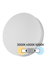 LED плафониера 18W/24W/30W, CCT 3000K/4000K/5000K, 220V-240V AC, IK08, бяла, кръг, IP54