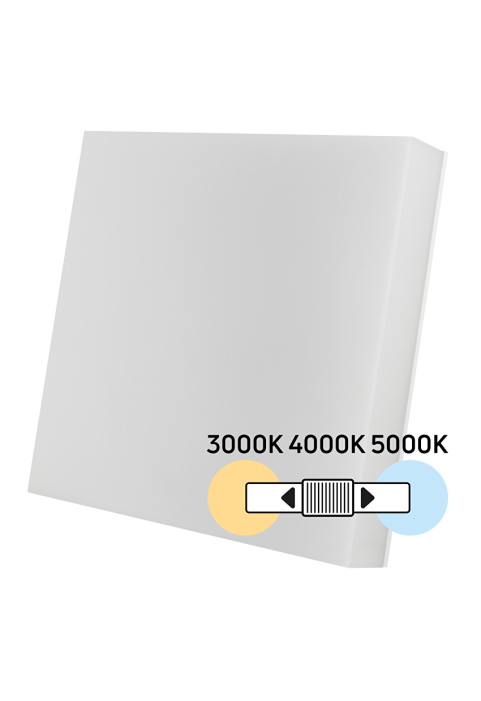 LED плафониера 18W/24W/30W, CCT 3000K/4000K/5000K, 220V-240V AC, IK08, бяла, квадрат, IP54