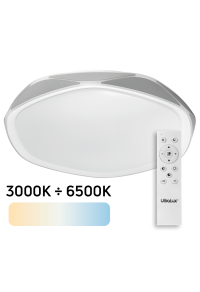 72W LED димираща CCT плафониера с дистанционно управление, сива, max.  3000K-6500К, 220-240V AC, кръг, IP20