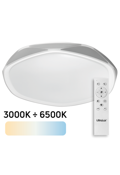 72W LED димираща CCT плафониера с дистанционно управление, сива, max.  3000K-6500К, 220-240V AC, кръг, IP20