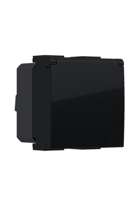 MODYS SCHUKO SOCKET WITH SHUTTERS & LID MATT BLACK 2 M. 2P+E 16A 250VAC IP20