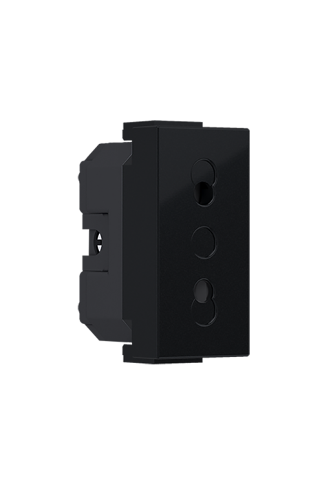 ^ MODYS EURO SOCKET WITH SHUTTERS MATT BLACK 1 M. 2P 10A 250VAC IP20 