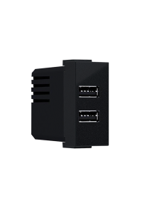 ^ MODYS USB CHARGER MATT BLACK 1 M. 2xUSB 5VDC 2x1.2A IP20