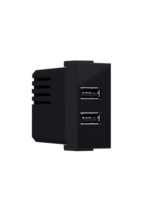 ^ MODYS USB CHARGER MATT BLACK 1 M. 2xUSB 5VDC 2x1.2A IP20