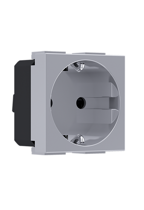 MODYS SCHUKO SOCKET WITH SHUTTERS SILVER 2 M. 2P+E 16A 250VAC IP20