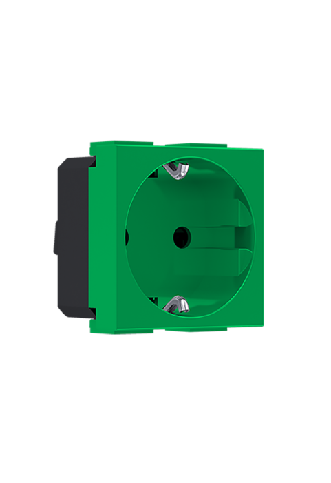 MODYS SCHUKO SOCKET GREEN ANTIBACT. 2 M. 2P+E 16A 250VAC IP20