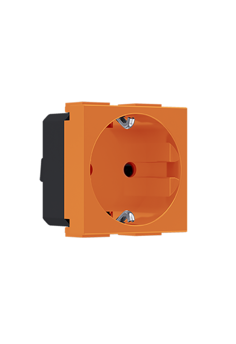 MODYS SCHUKO SOCKET ORANGE ANTIBACT. 2 M. 2P+E 16A 250VAC IP20
