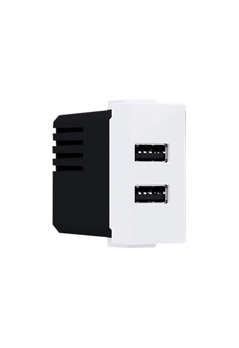 ^ MODYS USB CHARGER WHITE 1 M. 2XUSB 5VDC 2X1.2A IP20