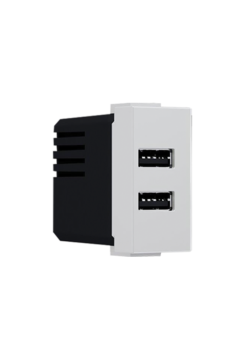 ^ MODYS USB CHARGER IVORY 1 M. 2xUSB 5VDC 2x1.2A IP20