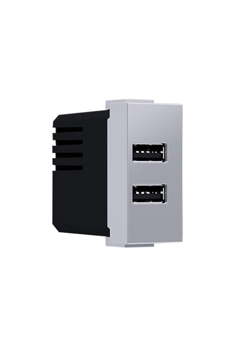 ^ MODYS USB CHARGER SILVER 1 M. 2xUSB 5VDC 2x1.2A IP20