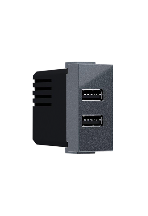 ^ MODYS USB CHARGER ANTHRACITE 1 M. 2xUSB 5VDC 2x1.2A IP20