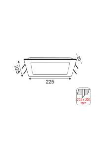 NETTO LED SQUARE PC SLIM PANEL 20W 3000K 1440Lm230V 225X225 Ra80