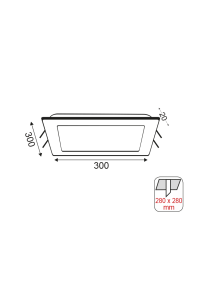 NETTO LED SQUARE PC SLIM PANEL 26W 3000K 1830Lm230V 300X300 Ra80