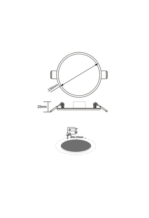 КРЪГЪЛ ЛЕД SLIM ПАНЕЛ 19W 3000K 1480Lm 230V Φ50-210 120