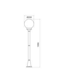 PLASTIC FLOOR GARDEN WHITE LUMINAIRE 100CM Φ200 Ε27 IP44