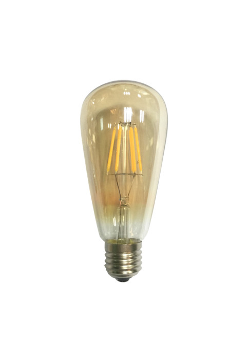 LED FILAMENT E27 ST64 AMBER DIM 6W 2700K 230V AC 590LM RA80
