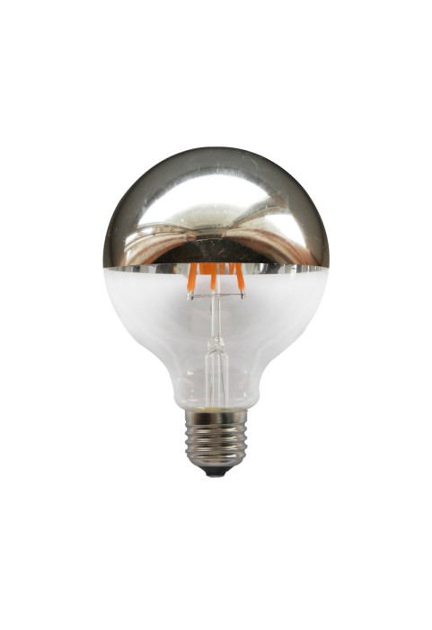 LED FILAMENT E27 G95 SILVER DIM 6W 2700K 230V AC 690LM RA80