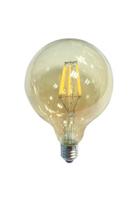 LED FILAMENT E27 G125 AMBER DIM 6W 2700K 230V AC 680LM RA80