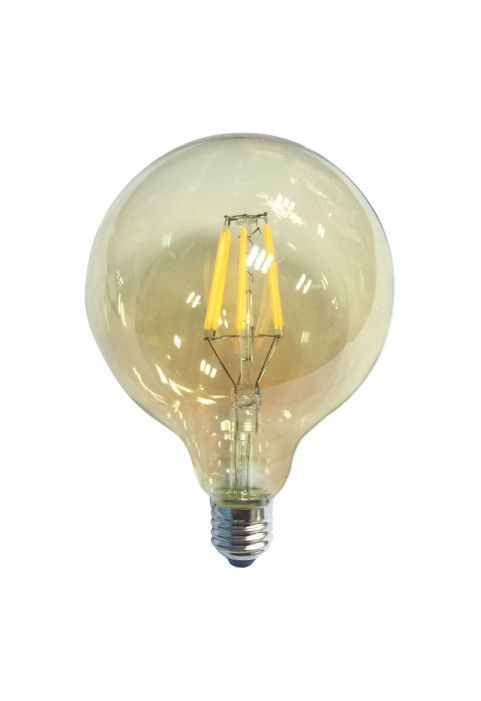 LED FILAMENT E27 G125 AMBER DIM 6W 2700K 230V AC 680LM RA80