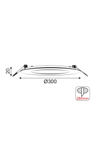 LED DIM ROUND RECESSED SLIM PANEL 26W 3000K 1830Lm 230V Φ300 Ra80