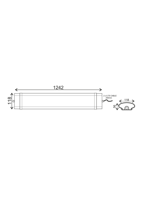 LED СВЕТЛИНА 120W 1242mm 6000K 10930Lm IP66 230VAC PF>0.9 Ra80