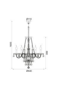ПОЛИЛЕЙ ACA LIGHTING / 6X14 TRANSPARENT CRYSTAL+GOLDEN METAL Φ64XH160CM LILIUM
