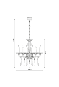 ПОЛИЛЕЙ 6ΧΕ14  ПРОЗРАЧЕН КРИСТАЛ+ЗЛАТНО МЕТАЛ Φ54ΧΗ178CM VIOLET