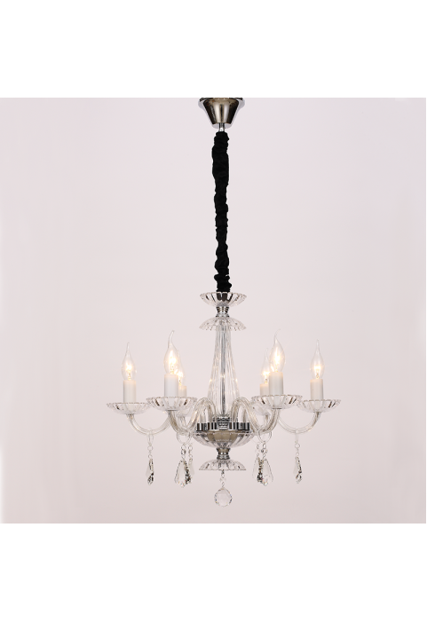 ПОЛИЛЕЙ ACA LIGHTING / PENDANT 6XE14 CLEAR CRYSTAL + CHROME METAL Φ53×H173CM LOMPELIA
