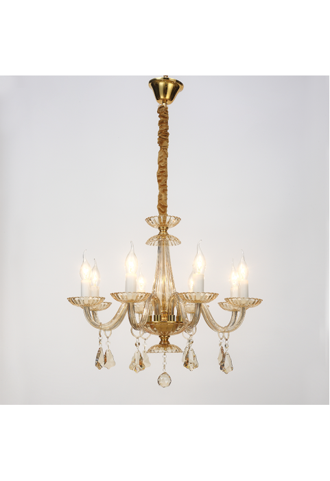 ПОЛИЛЕЙ ACA LIGHTING / ^CREAM F/S 8X14 CHAMPAGNE CRYSTAL+GOLD METAL Φ59XH178CM LOMPELIA
