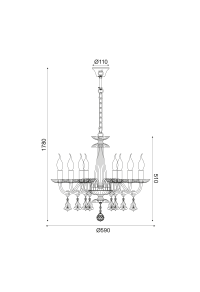ПОЛИЛЕЙ ACA LIGHTING / ^CREAM F/S 8X14 CHAMPAGNE CRYSTAL+GOLD METAL Φ59XH178CM LOMPELIA