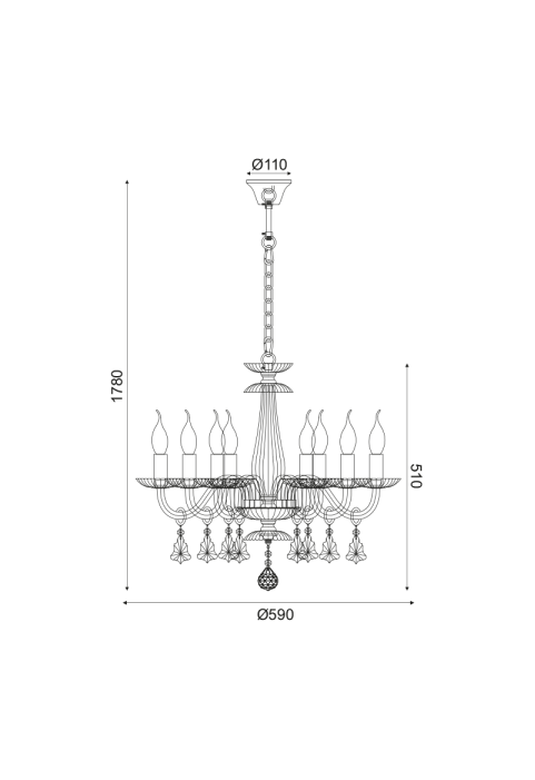 ПОЛИЛЕЙ ACA LIGHTING / ^CREAM F/S 8X14 CHAMPAGNE CRYSTAL+GOLD METAL Φ59XH178CM LOMPELIA